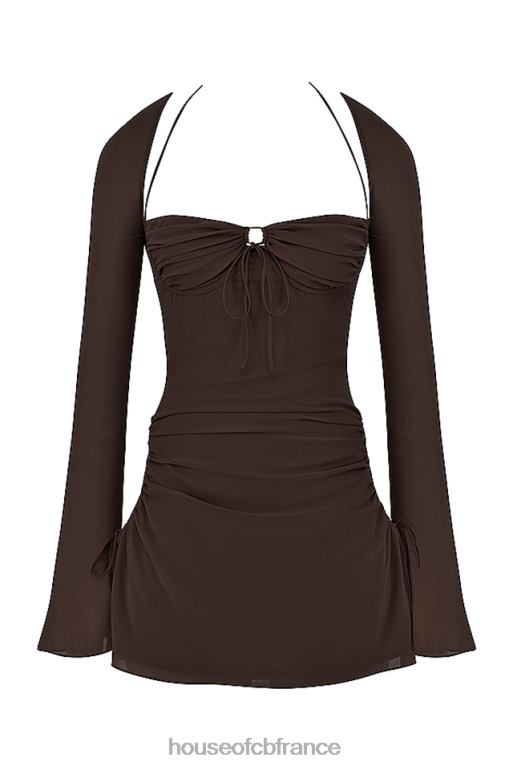 House of CB Mini-robe dos nu à découpes en mousseline chocolat pour bébé N888H506 vêtements