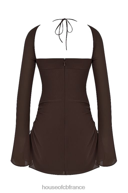 House of CB Mini-robe dos nu à découpes en mousseline chocolat pour bébé N888H506 vêtements