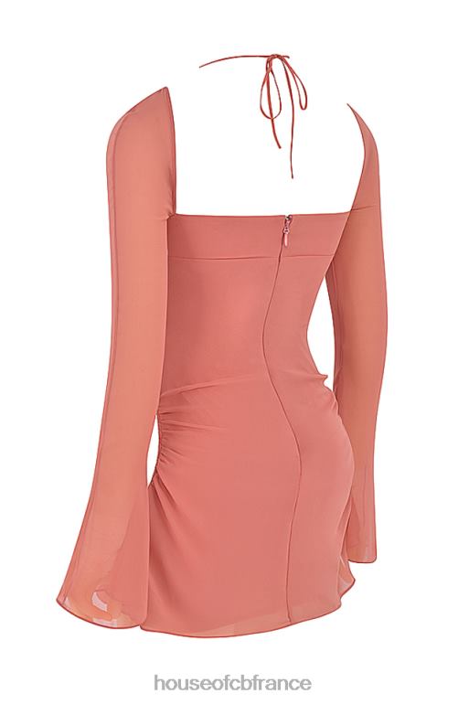 House of CB Mini-robe dos nu à découpes en mousseline rose bébé N888H524 vêtements