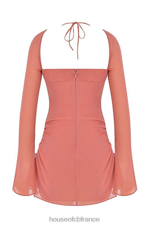 House of CB Mini-robe dos nu à découpes en mousseline rose bébé N888H524 vêtements