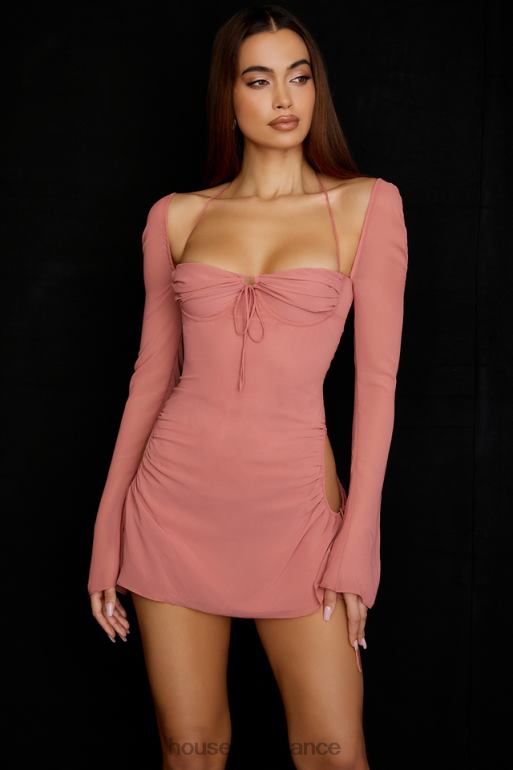 House of CB Mini-robe dos nu à découpes en mousseline rose bébé N888H524 vêtements