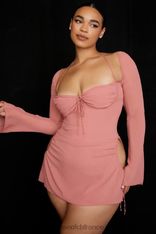 House of CB Mini-robe dos nu à découpes en mousseline rose bébé N888H524 vêtements