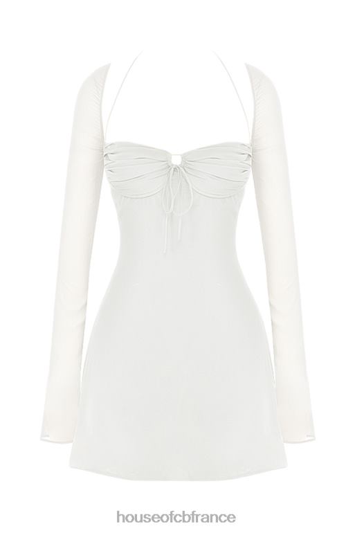 House of CB Mini-robe dos nu en mousseline de soie babydoll ivoire N888H482 vêtements