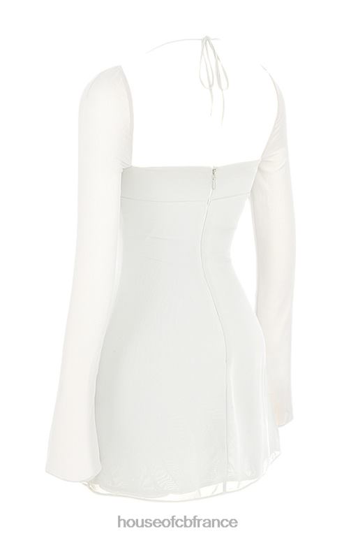 House of CB Mini-robe dos nu en mousseline de soie babydoll ivoire N888H482 vêtements