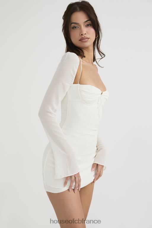 House of CB Mini-robe dos nu en mousseline de soie babydoll ivoire N888H482 vêtements