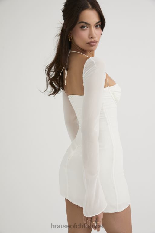 House of CB Mini-robe dos nu en mousseline de soie babydoll ivoire N888H482 vêtements
