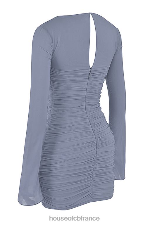 House of CB Mini-robe en soie véritable gris tourterelle Camille N888H321 vêtements