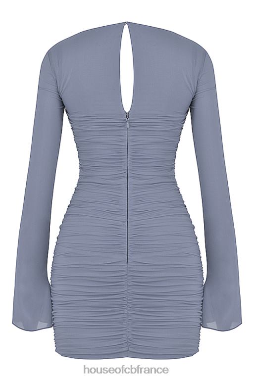 House of CB Mini-robe en soie véritable gris tourterelle Camille N888H321 vêtements