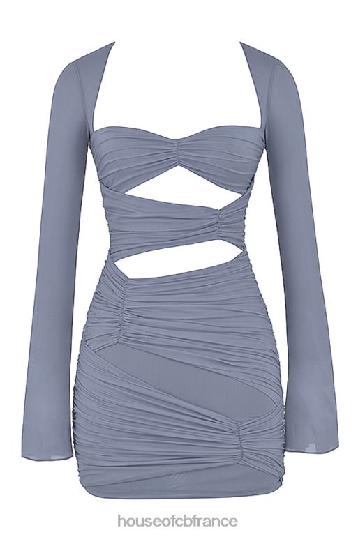 House of CB Mini-robe en soie véritable gris tourterelle Camille N888H321 vêtements