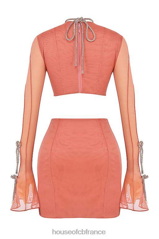 House of CB Miranda Rose - Robe courte à découpes et bordures en cristaux N888H511 vêtements