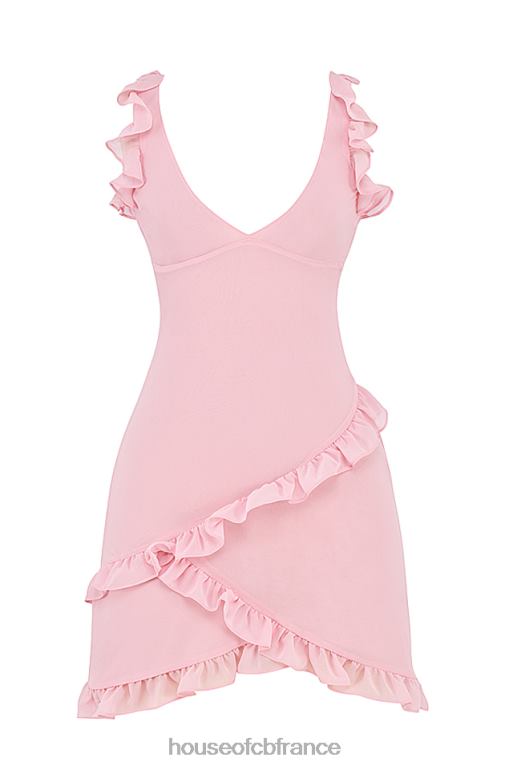 House of CB Tania - Robe courte à volants en quartz rose N888H411 vêtements