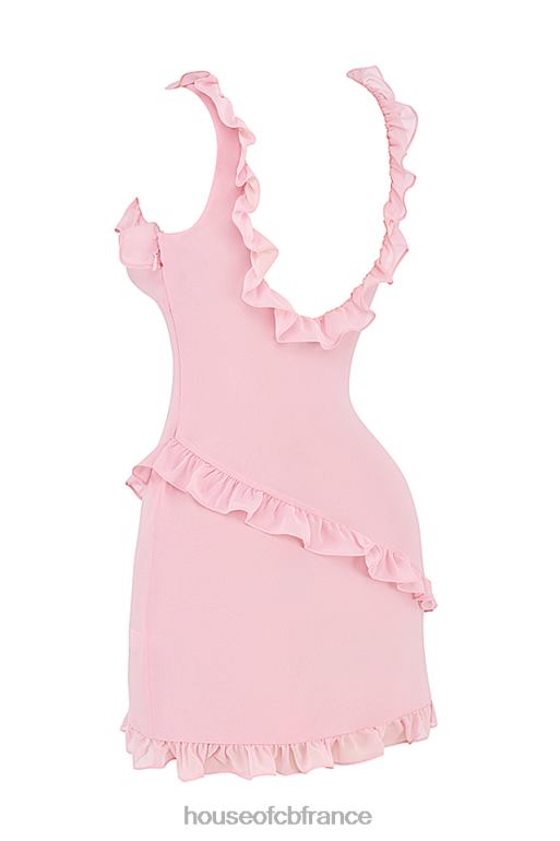 House of CB Tania - Robe courte à volants en quartz rose N888H411 vêtements