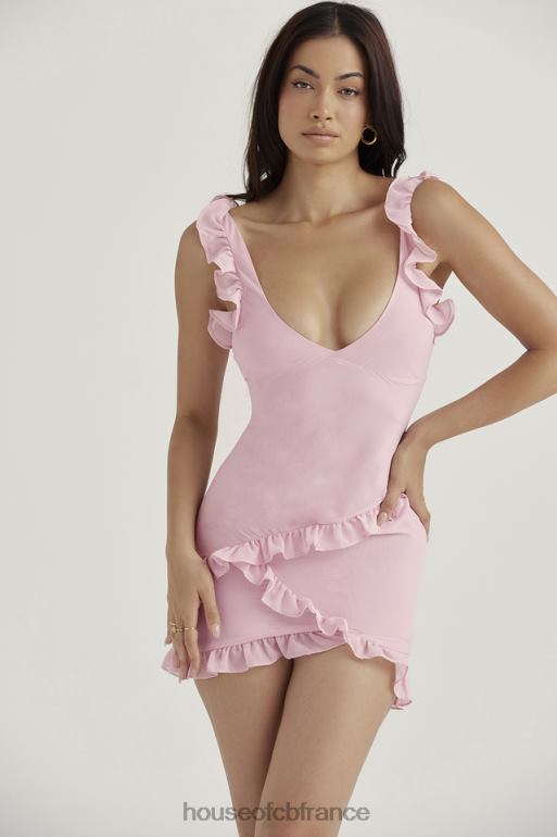 House of CB Tania - Robe courte à volants en quartz rose N888H411 vêtements