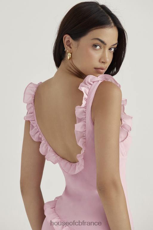 House of CB Tania - Robe courte à volants en quartz rose N888H411 vêtements