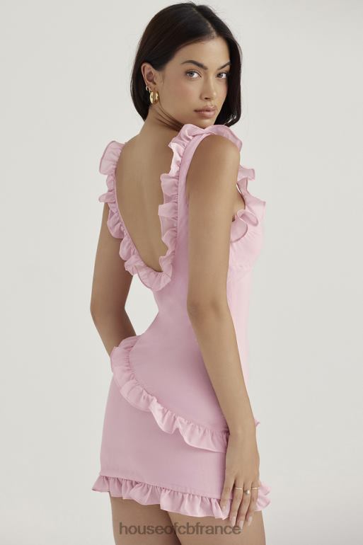 House of CB Tania - Robe courte à volants en quartz rose N888H411 vêtements