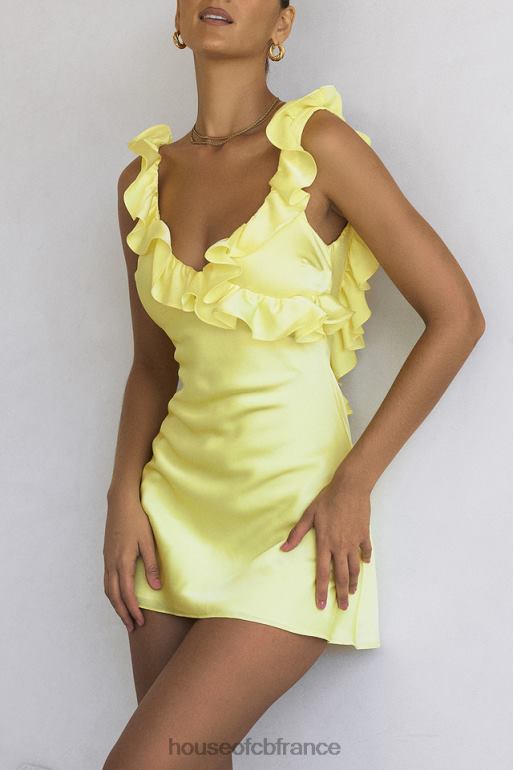 House of CB Tink - Robe courte en satin bouton d\'or à volants N888H443 vêtements