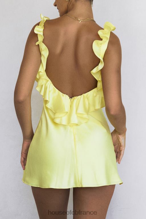 House of CB Tink - Robe courte en satin bouton d\'or à volants N888H443 vêtements