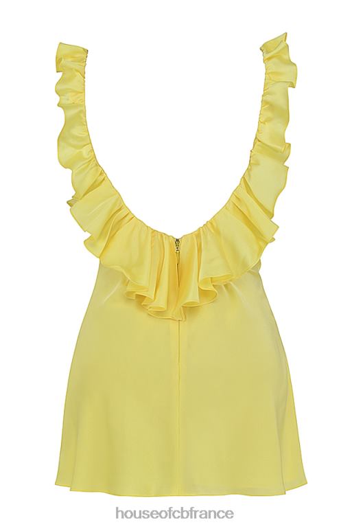 House of CB Tink - Robe courte en satin bouton d\'or à volants N888H443 vêtements