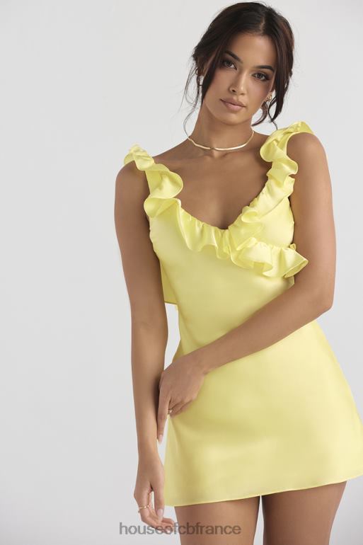 House of CB Tink - Robe courte en satin bouton d\'or à volants N888H443 vêtements