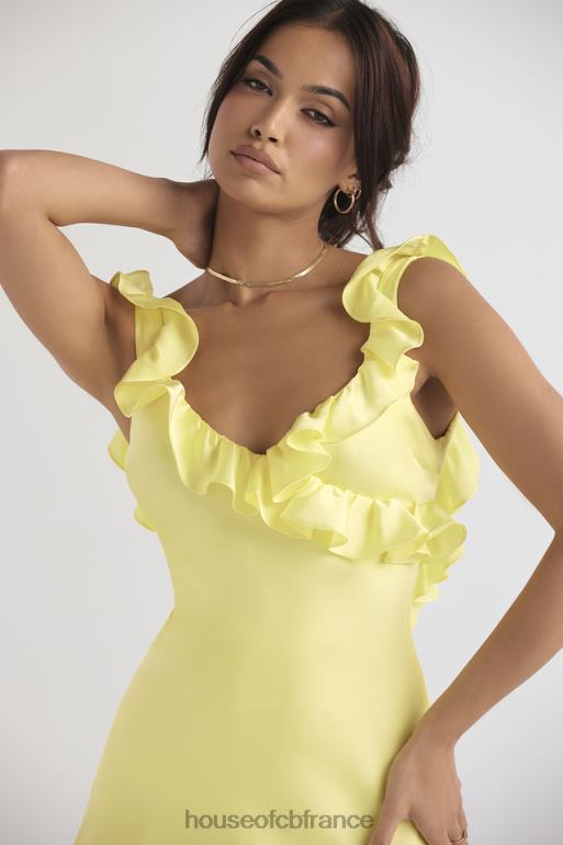 House of CB Tink - Robe courte en satin bouton d\'or à volants N888H443 vêtements