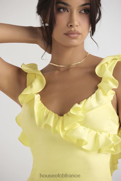 House of CB Tink - Robe courte en satin bouton d\'or à volants N888H443 vêtements