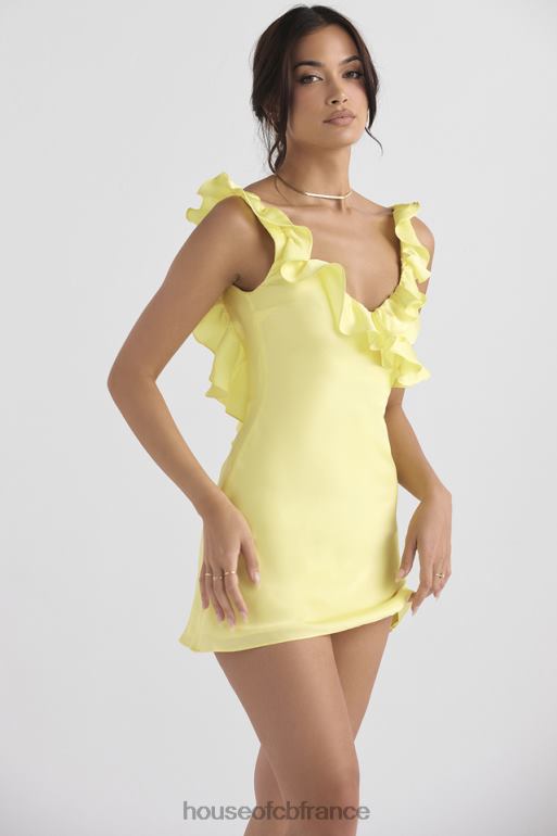 House of CB Tink - Robe courte en satin bouton d\'or à volants N888H443 vêtements