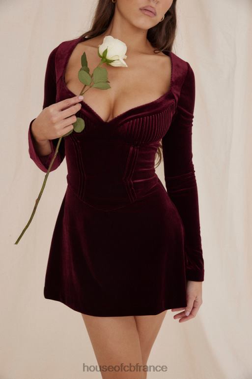 House of CB Veronica - Robe courte à nervures cerises noires N888H309 vêtements