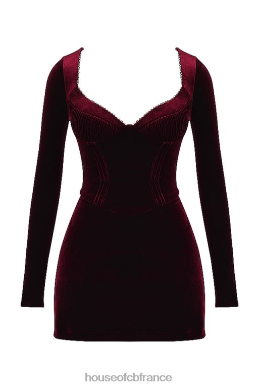 House of CB Veronica - Robe courte à nervures cerises noires N888H309 vêtements