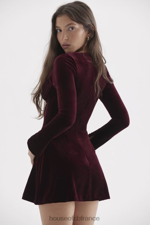 House of CB Veronica - Robe courte à nervures cerises noires N888H309 vêtements