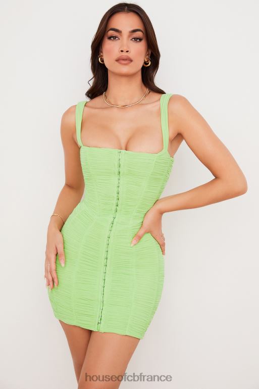 House of CB cate - robe courte en tulle froncé vert citron N888H540 vêtements