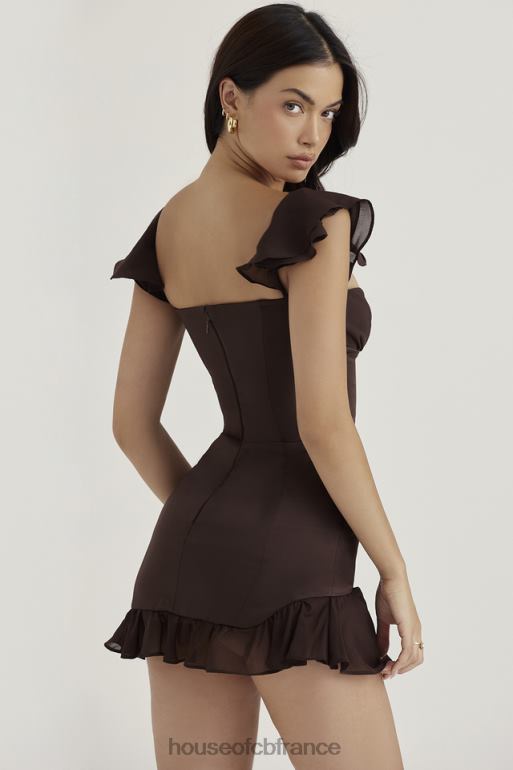 House of CB dionne - robe courte corset à volants expresso N888H416 vêtements