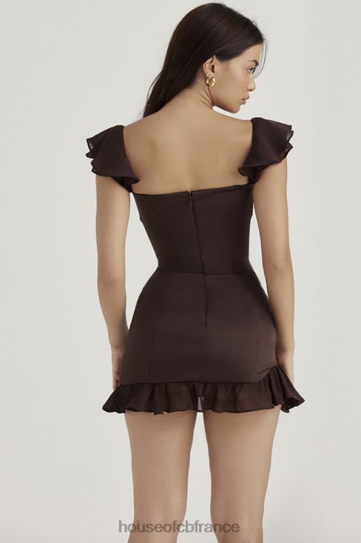 House of CB dionne - robe courte corset à volants expresso N888H416 vêtements