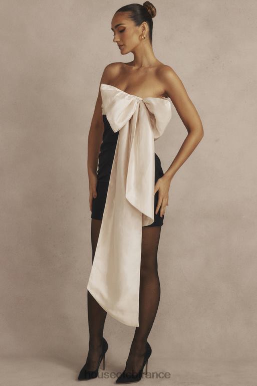 House of CB jana - robe courte noire et ivoire avec nœud N888H347 vêtements