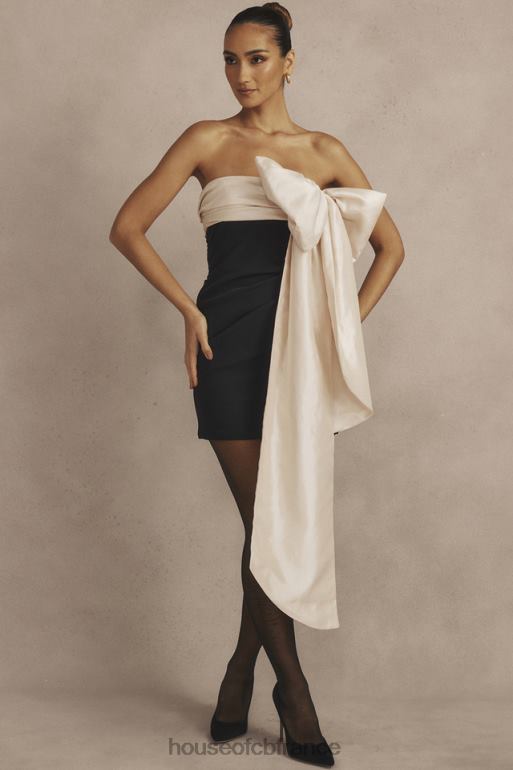 House of CB jana - robe courte noire et ivoire avec nœud N888H347 vêtements