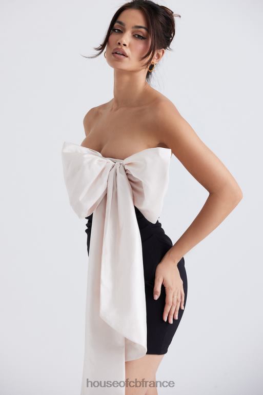 House of CB jana - robe courte noire et ivoire avec nœud N888H347 vêtements