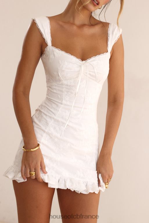 House of CB mini-robe brodée blanche odessa N888H226 vêtements