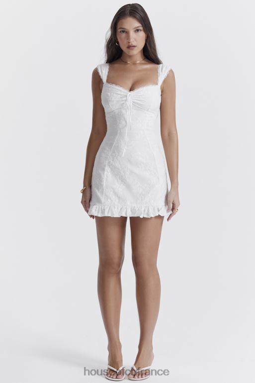 House of CB mini-robe brodée blanche odessa N888H226 vêtements
