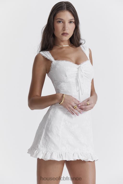 House of CB mini-robe brodée blanche odessa N888H226 vêtements