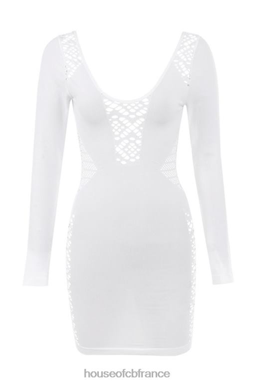 House of CB mini-robe en maille stretch blanche alana N888H574 vêtements