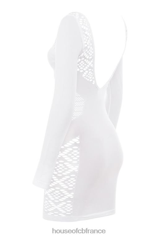 House of CB mini-robe en maille stretch blanche alana N888H574 vêtements