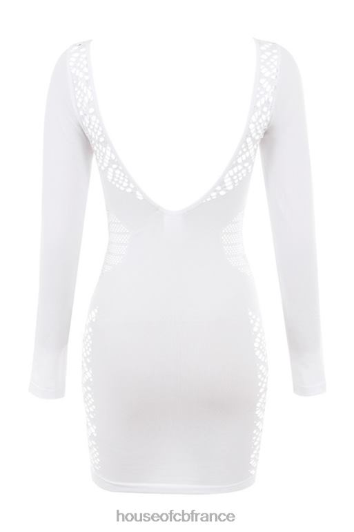 House of CB mini-robe en maille stretch blanche alana N888H574 vêtements