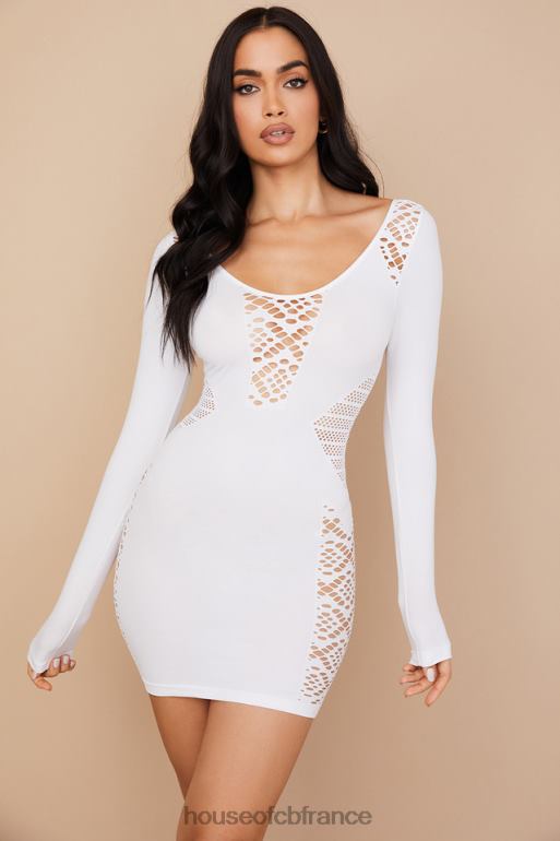 House of CB mini-robe en maille stretch blanche alana N888H574 vêtements