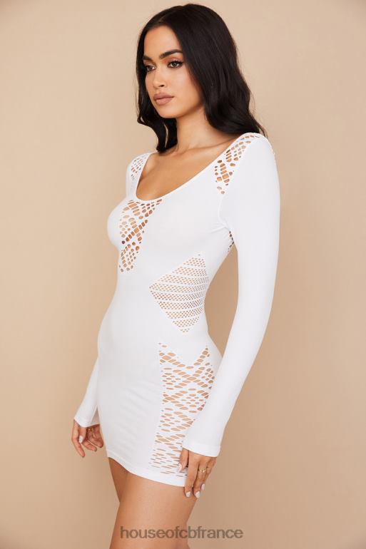 House of CB mini-robe en maille stretch blanche alana N888H574 vêtements