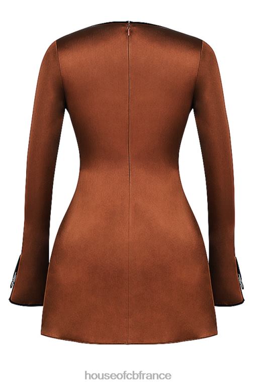 House of CB mini-robe en satin cuivré sakina N888H322 vêtements