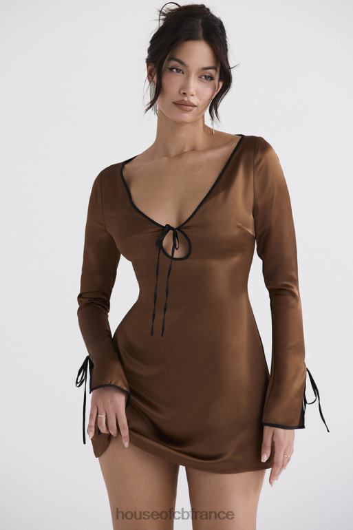 House of CB mini-robe en satin cuivré sakina N888H322 vêtements