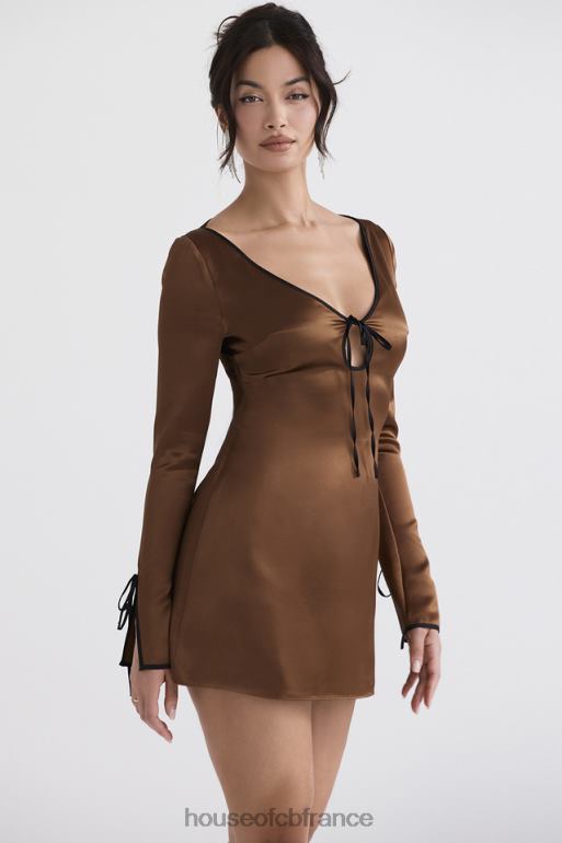 House of CB mini-robe en satin cuivré sakina N888H322 vêtements