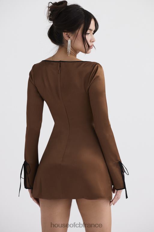 House of CB mini-robe en satin cuivré sakina N888H322 vêtements