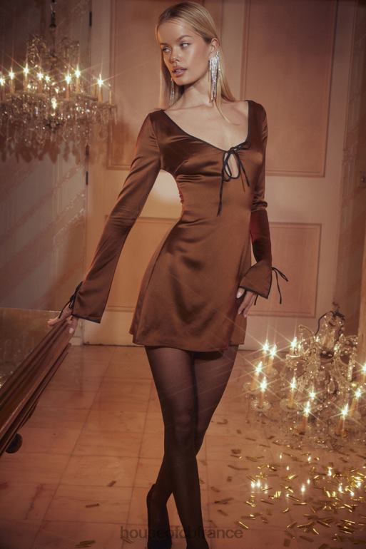 House of CB mini-robe en satin cuivré sakina N888H322 vêtements