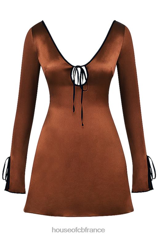 House of CB mini-robe en satin cuivré sakina N888H322 vêtements