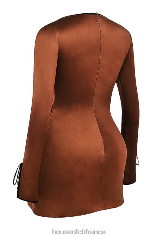 House of CB mini-robe en satin cuivré sakina N888H322 vêtements